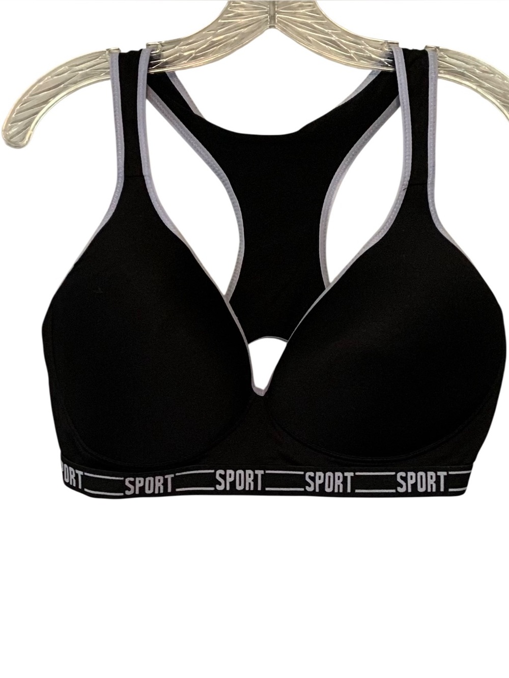 Body Form Black No Underwire Racerback Sports Bra 40 DD - New W/O Tag
